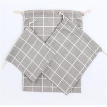 Load image into Gallery viewer, Cotton and Linen Lattice Beam Canvas Drawstring Bag Cosmetic Bag Travel Makeup Case Organizer Women Men Shoes Storage Pouch